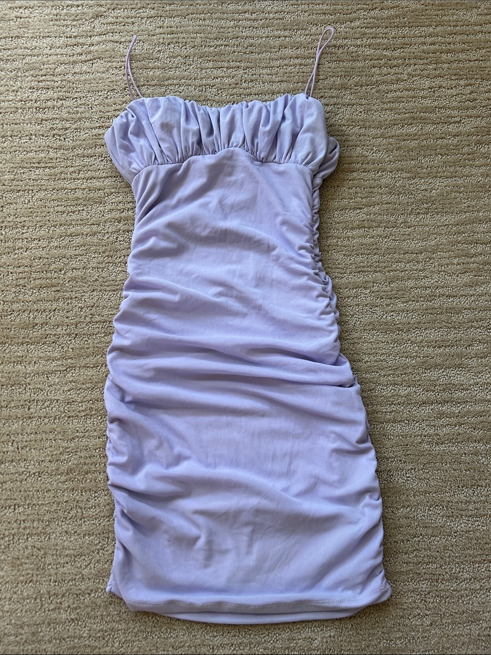 Princess Polly Lavender Ruched Spaghetti Strap Mini Dress